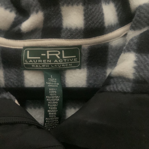 LRL Ralph Lauren Active L-RL Black & White Quilted Fleece top size Large - Picture 2 of 6